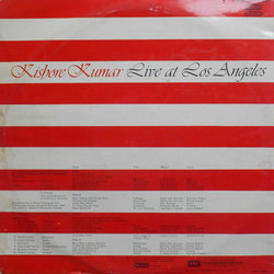 Kishore Kumar ‎ Live at Los Angeles Soundtrack (Kishore Kumar) - CD Back cover