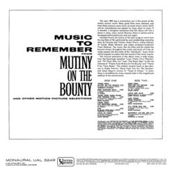 Music To Remember From Mutiny On The Bounty Ścieżka dźwiękowa (Ferrante & Teicher, Various Artists, Al Caiola, Bronislau Kaper, Franz Waxman) - Tylna strona okladki plyty CD