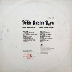 Dekh Kabira Roya 声带 (Various Artists, Rajinder Krishan, Madan Mohan) - CD后盖