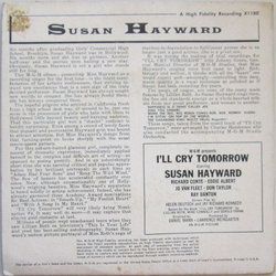I'll Cry Tomorrow Ścieżka dźwiękowa (Susan Hayward, Alex North) - Tylna strona okladki plyty CD