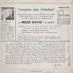 Ascenseur pour l'chafaud サウンドトラック (Miles Davis) - CD裏表紙