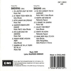 Shehnai / Sagaai サウンドトラック (Various Artists, Rajinder Krishan,  Ravi) - CD裏表紙