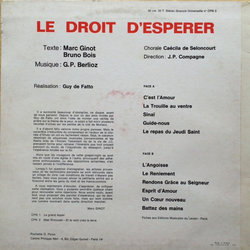 Le Droit D'Esprer Colonna sonora (G.P. Berlioz, Marc Ginot) - Copertina posteriore CD