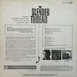 The Slender Thread Soundtrack (Quincy Jones) - CD Back cover
