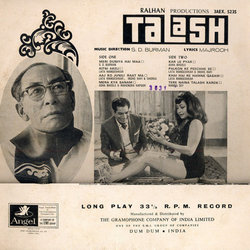 Talash Soundtrack (Various Artists, Sachin Dev Burman, Majrooh Sultanpuri) - CD Back cover