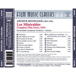 Les Misrables サウンドトラック (Arthur Honegger) - CD裏表紙