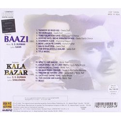 Baazi / Kala Bazar Colonna sonora (Various Artists, Sachin Dev Burman, Sahir Ludhianvi, Shailey Shailendra) - Copertina posteriore CD