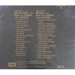 Solva Saal / Manzil Ścieżka dźwiękowa (Various Artists, Sachin Dev Burman, Majrooh Sultanpuri) - Tylna strona okladki plyty CD