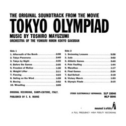 Tokyo Olympiad Trilha sonora (Toshir Mayuzumi) - CD capa traseira