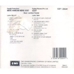 Mere Hamdam Mere Dost / Izzat Ścieżka dźwiękowa (Various Artists, Sahir Ludhianvi, Laxmikant Pyarelal, Majrooh Sultanpuri) - Tylna strona okladki plyty CD