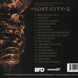 The Lost City of Z Soundtrack (Christopher Spelman) - CD Back cover