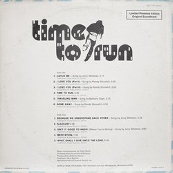 Time to Run Soundtrack (Various Artists, Tedd Smith) - CD Back cover