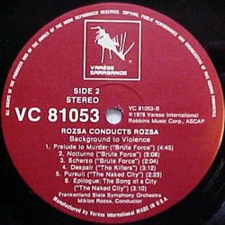 Rozsa Conducts Rosza Ścieżka dźwiękowa (Miklós Rózsa) - wkład CD