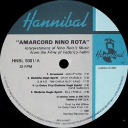 Amarcord Nino Rota サウンドトラック (Nino Rota) - CDインレイ