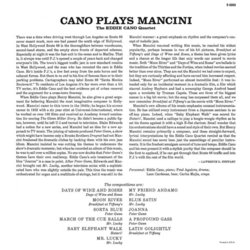 Cano Plays Mancini Ścieżka dźwiękowa (Eddie Cano, Henry Mancini) - Tylna strona okladki plyty CD