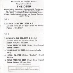 The Deep サウンドトラック (John Barry) - CD裏表紙