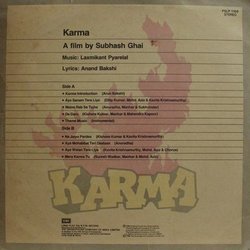 Karma Soundtrack (Various Artists, Anand Bakshi, Laxmikant Pyarelal) - CD Trasero