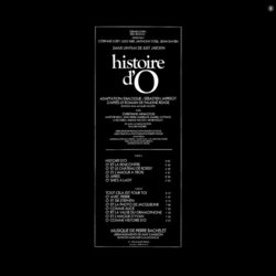 Histoire d'O Ścieżka dźwiękowa (Pierre Bachelet) - Tylna strona okladki plyty CD