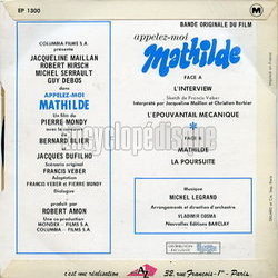 Appelez-moi Mathilde Ścieżka dźwiękowa (Michel Legrand) - Tylna strona okladki plyty CD