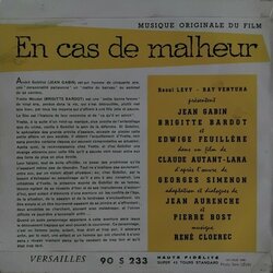 En cas de malheur Soundtrack (Ren Clorec) - CD Back cover