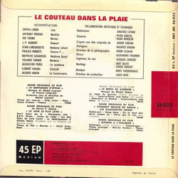 Le Couteau dans la plaie Soundtrack (Jacques Loussier, Mikis Theodorakis) - CD Achterzijde
