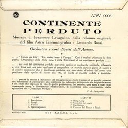 Continente perduto Soundtrack (Angelo Francesco Lavagnino) - CD Back cover