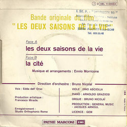 Les Deux saisons de la vie Soundtrack (Ennio Morricone) - CD Back cover