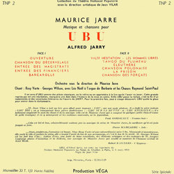 Musique et Chansons pour Ubu Soundtrack (Maurice Jarre, Alfred Jarry) - CD Achterzijde