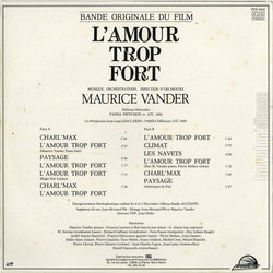 L'Amour trop fort Trilha sonora (Maurice Vander) - CD capa traseira