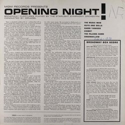 Opening Night Soundtrack (Richard Adler, Frank Loesser, Jerry Ross, Meredith Willson, George Wright, Robert Wright) - CD Back cover