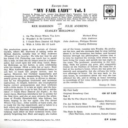 My Fair Lady Ścieżka dźwiękowa (Alan J. Lerner, Frederick Loewe) - Tylna strona okladki plyty CD