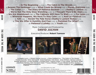 The Cabin in the Woods Soundtrack (David Julyan) - CD Back cover