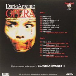 Opera サウンドトラック (Claudio Simonetti) - CD裏表紙