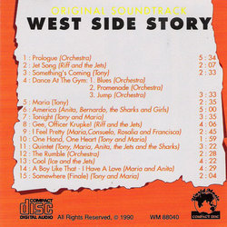 West Side story Ścieżka dźwiękowa (Leonard Bernstein, Stephen Sondheim) - Tylna strona okladki plyty CD
