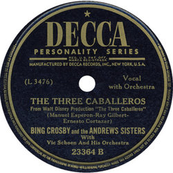 The Three Caballeros サウンドトラック (The Andrew Sisters, Bing Crosby, Edward H. Plumb, Vic Schoen, Paul J. Smith, Charles Wolcott) - CDインレイ