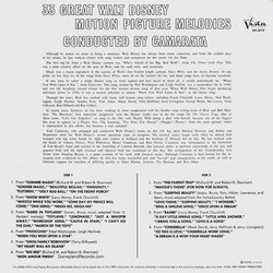 33 Great Walt Disney Motion Picture Melodies Trilha sonora (Various Artists, Tutti Camarata) - CD capa traseira