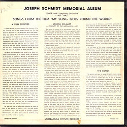 Joseph Schmidt Memorial Album Trilha sonora (Various Artists) - CD capa traseira