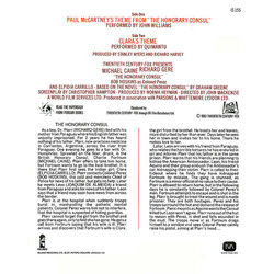 The Honorary Consul Ścieżka dźwiękowa (John Christopher Williams, Paul McCartney, Stanley Myers) - Tylna strona okladki plyty CD