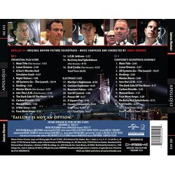 Apollo 13 Ścieżka dźwiękowa (James Horner) - Tylna strona okladki plyty CD