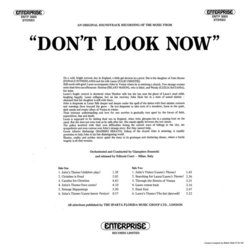 Don't Look Now Soundtrack (Pino Donaggio) - CD Back cover