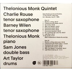 Les Liaisons dangereuses 1960 Ścieżka dźwiękowa (Various Artists, James Campbell, Duke Jordan, Thelonious Monk) - Tylna strona okladki plyty CD