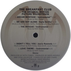 The Breakfast Club サウンドトラック (Various Artists) - CDインレイ
