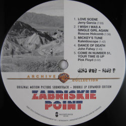Zabriskie Point サウンドトラック (Various Artists, Jerry Garcia,  Pink Floyd) - CDインレイ