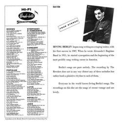 Irving Berlin In Cozy Soundtrack (Various Artists, The Revelers) - CD Back cover