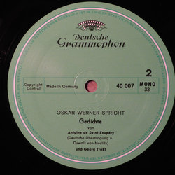 Oscar Werner Spricht Gedichte サウンドトラック (Various Artists) - CDインレイ