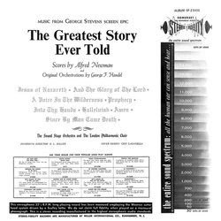 The Greatest Story Ever Told: Music from George Stevens' Screen Epic Ścieżka dźwiękowa (Various Artists, Alfred Newman) - Tylna strona okladki plyty CD