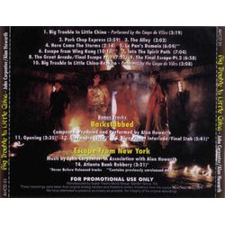 Big Trouble in Little China Ścieżka dźwiękowa (John Carpenter, Alan Howarth) - Tylna strona okladki plyty CD