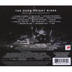 The Dark Knight Rises Soundtrack (Hans Zimmer) - CD Back cover