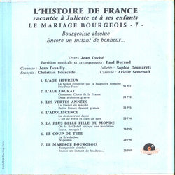 L'Histoire De France Raconte  Juliette Et  Ses Enfants Le Mariage Bourgeois 7 Soundtrack (Jean Duch, Paul Durand) - CD Achterzijde