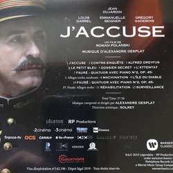 J'accuse Soundtrack (Alexandre Desplat) - CD Back cover